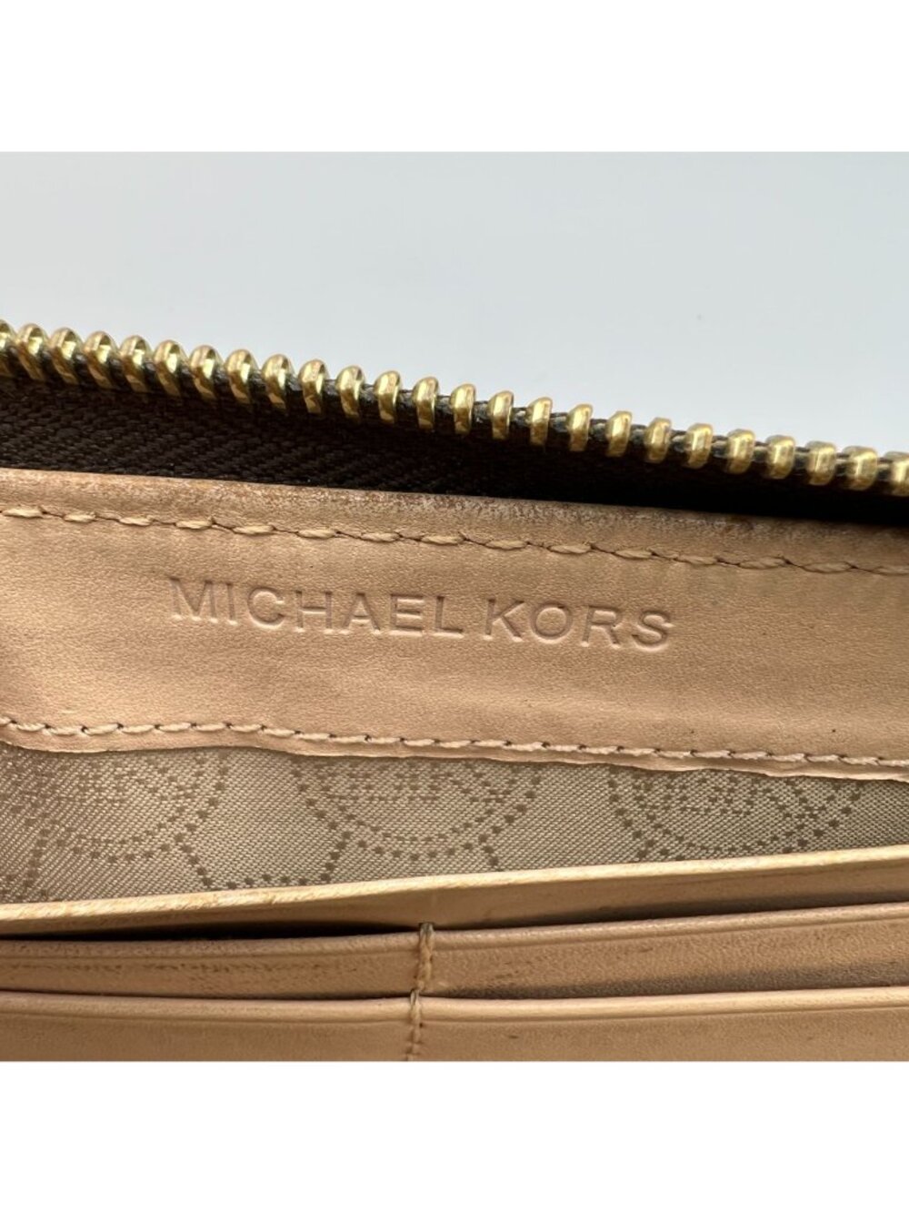 Michael Kors Brown Logo Zip-Around Wallet With Gold-Tone Hardware - Picture 7 of 7